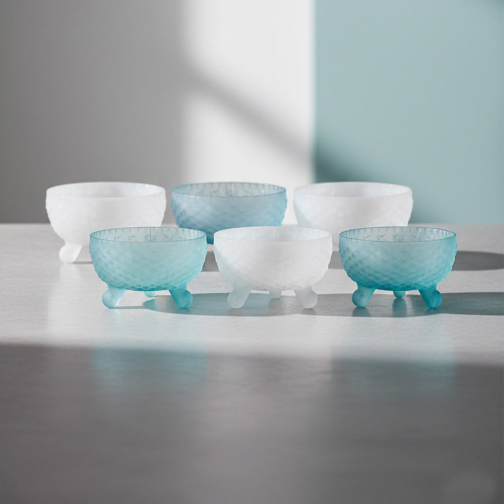 Madrhélen Paris Set 6 Macedonia in Vetro Bubble H 6x9 cm Azzurro