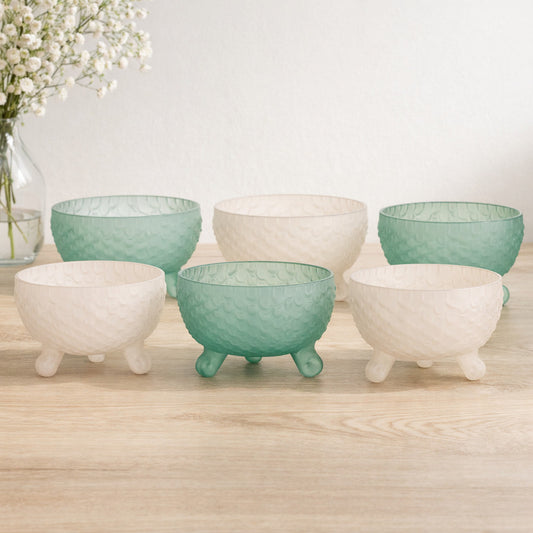 Madrhélen Paris Set 6 Macedonia in Vetro Bubble H 6x9 cm Panna