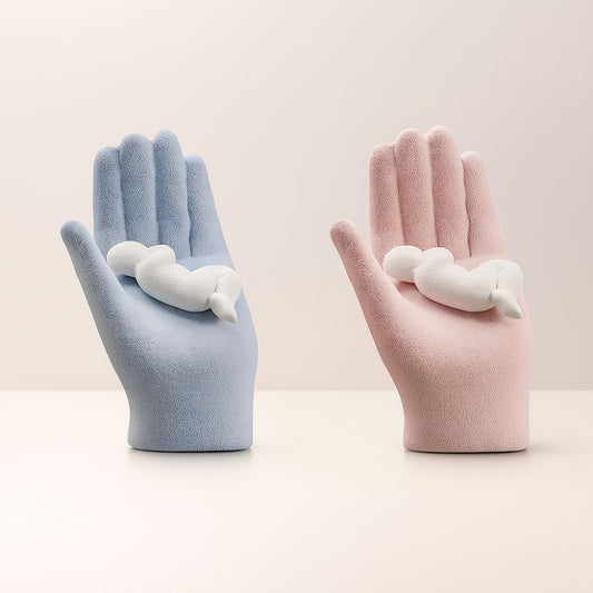 Mano in gres rosa con bimbo Ilary Queen H10cm