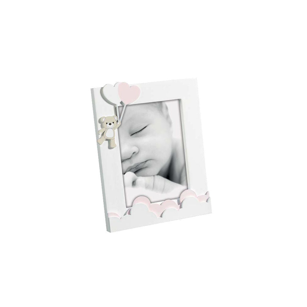 Mascagni Cornice Porta Foto A1503 Rosa Photo Frame 13x18 Orsetto con Palloncini