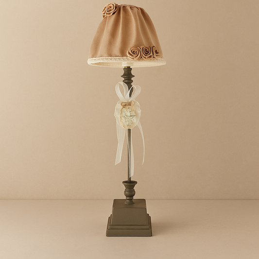 Mascagni - Lampada da Tavolo Shabby Chic 60 cm con Paralume Rosa