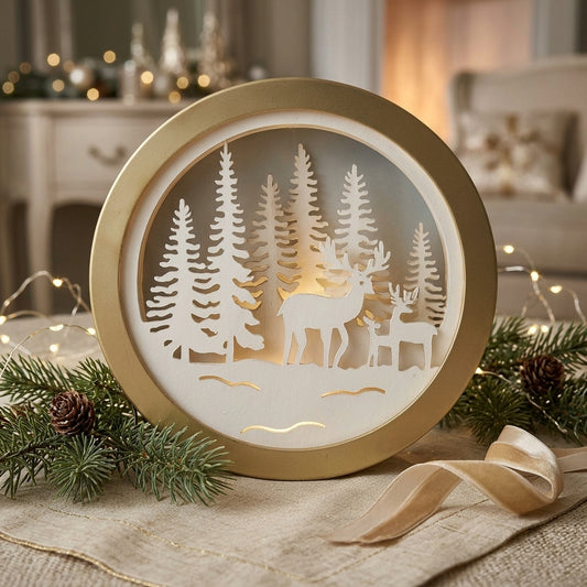 Mascagni Quadretto LED Oro 14 cm Albero di Natale
