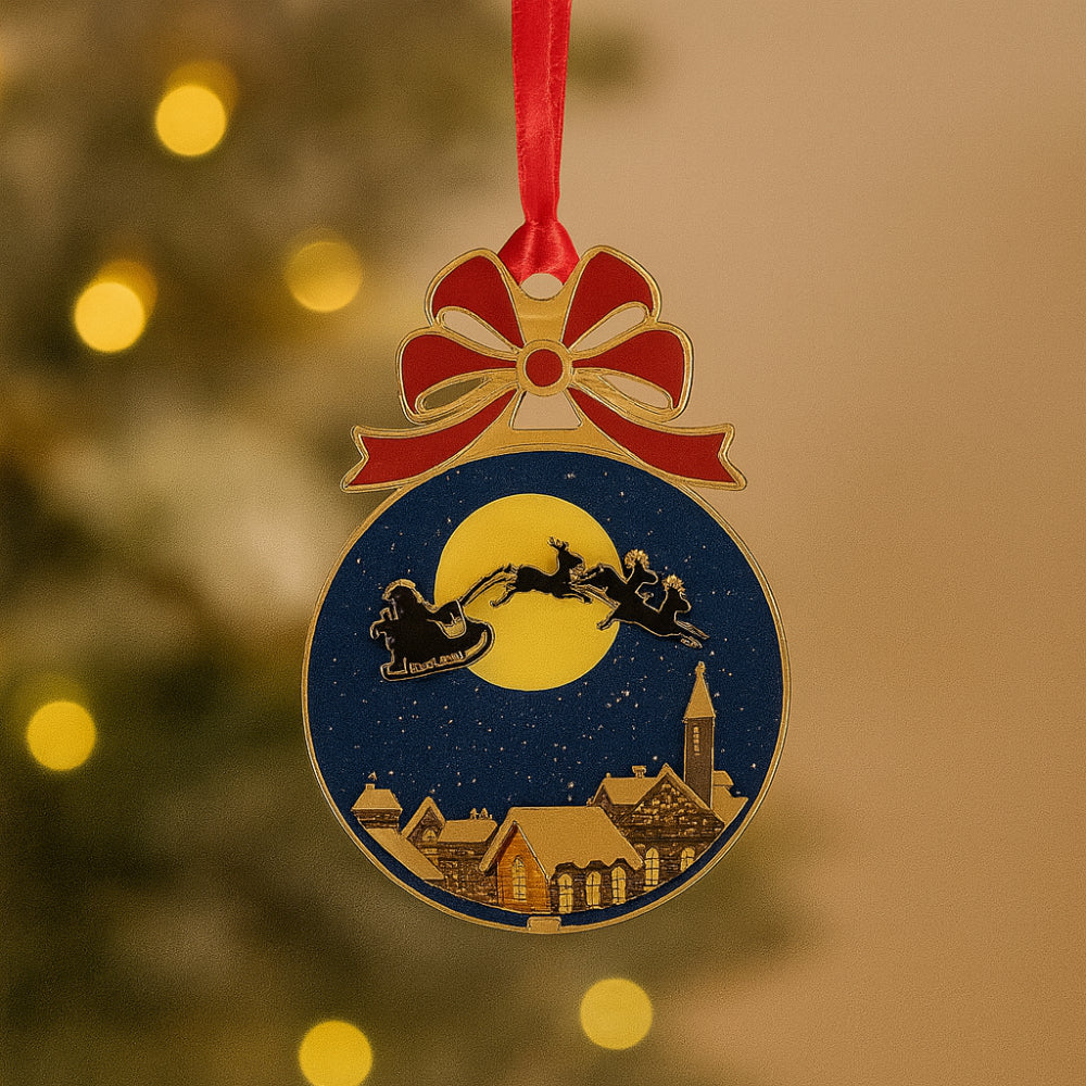 Medaglione Santa Claus Babbomatto in metallo 6,8 cm decorazione per albero di Natale