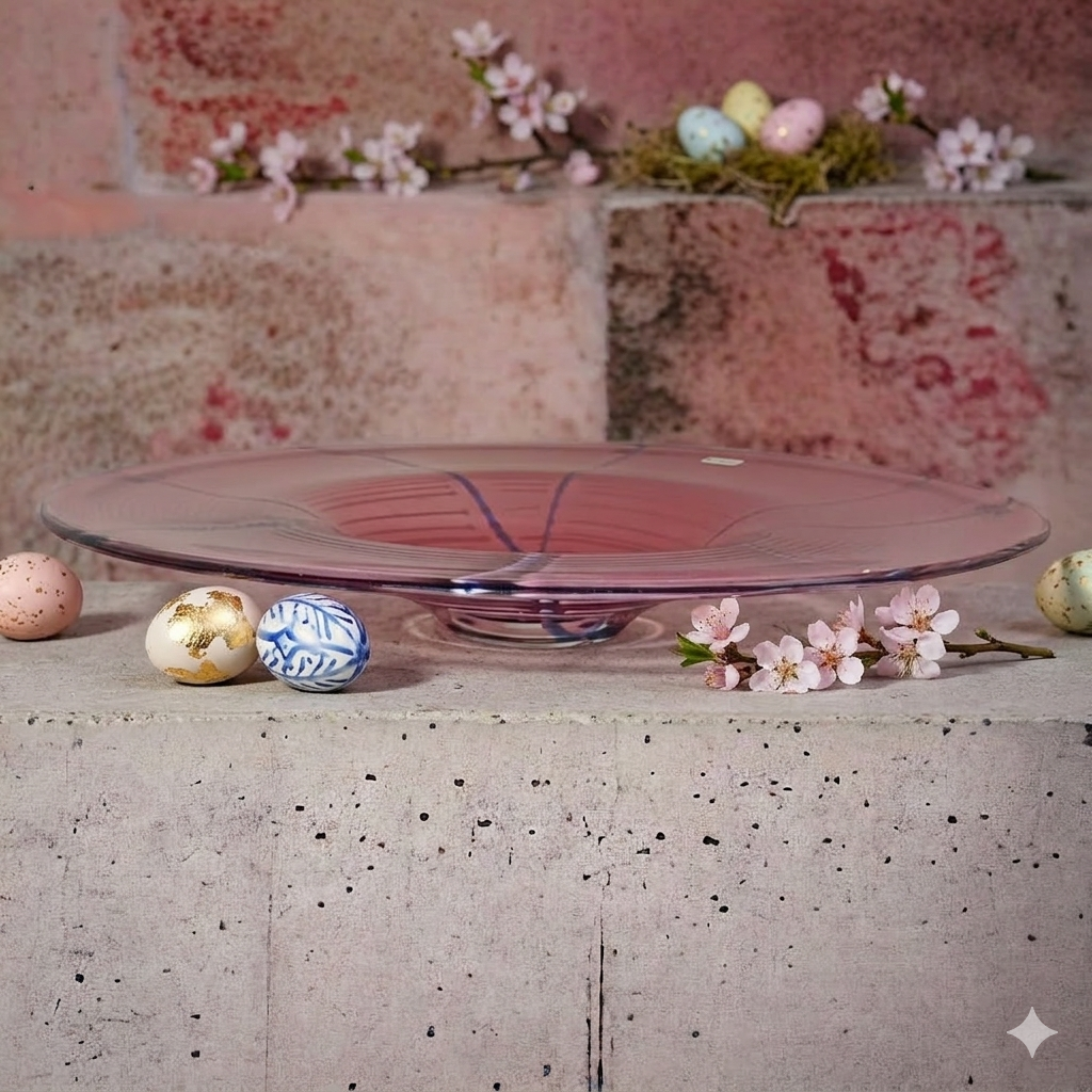 Michielotto Centrotavola Vetro Rosa Girali Ø 39 cm Decorativo