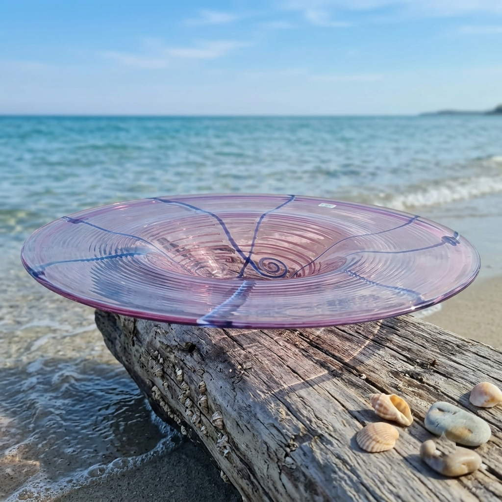 Michielotto Centrotavola Vetro Rosa Girali Ø 39 cm Decorativo