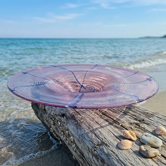 Michielotto Centrotavola Vetro Rosa Girali Ø 39 cm Decorativo