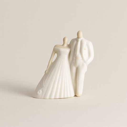 Mini cake topper Ser coppietta sposi in porcellana bianca 6,5x6 cm