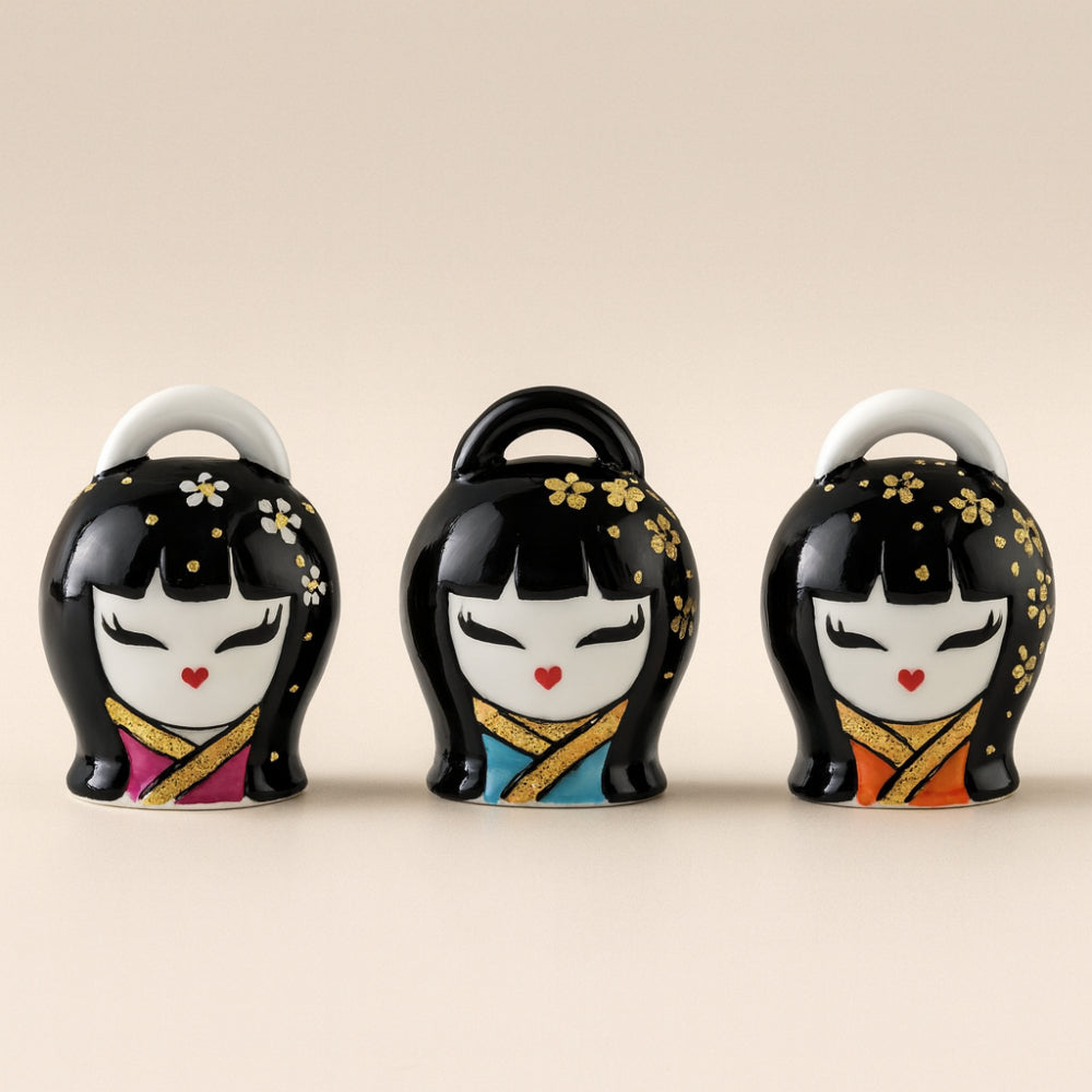 Mini kokeshi Sharon Campana in porcellana arancio H 6.5 cm