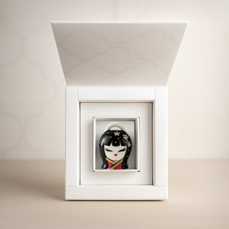 Mini kokeshi Sharon Campana in porcellana arancio H 6 cm 3