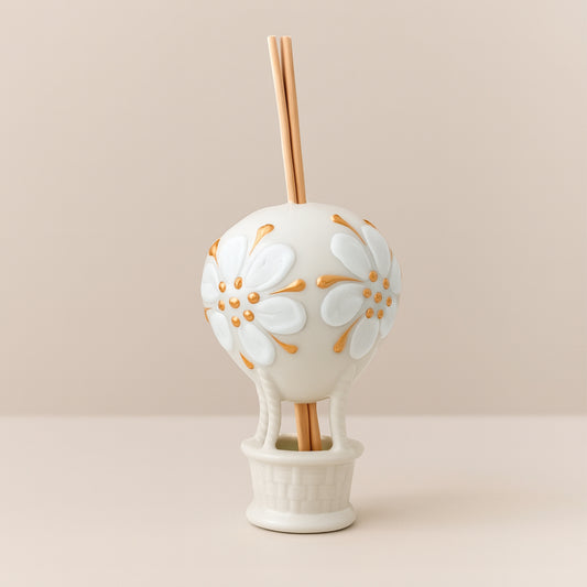 Mongolfiera diffusore d’aromi Sharon decoro skiatos in ceramica H 15x9 cm