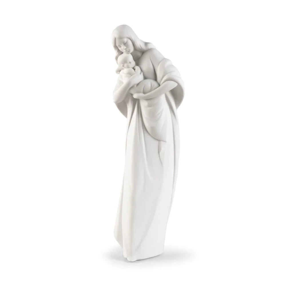 Nao 1862 Madonna Bianco Mate 35x12 Cm In Porcellana Biscuit Bianco By Lladro Mater Dei