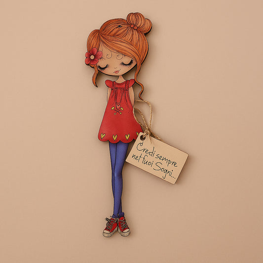Negò Bambolina Dolls con Tag Applicazione Decorativa 22 cm