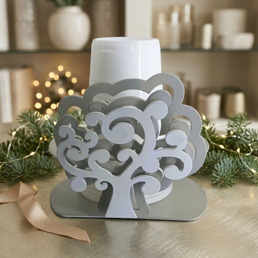 Negò – Porta Bicchieri Albero della Vita in Metallo Grigio (H.9x11 cm)