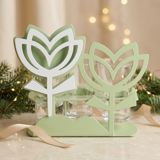 Negò Porta Bicchierini Liquore Tulipani Metallo Decorato Elegante