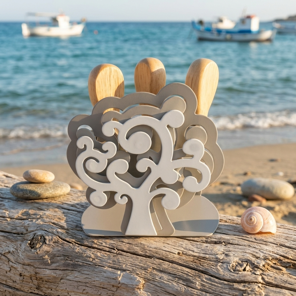 Negò Porta Set Formaggio Albero Vita Metallo Decorato Elegante