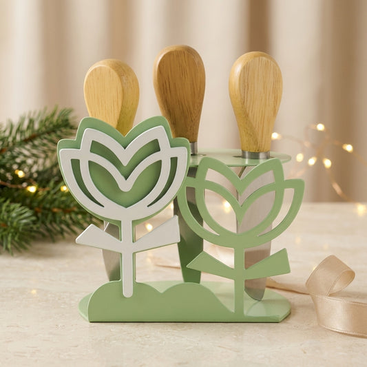 Negò Porta Set Formaggio Tulipani Metallo Decorato Elegante
