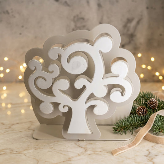 Negò Porta Tovaglioli Metallo Grigio Albero della Vita 12x13 cm