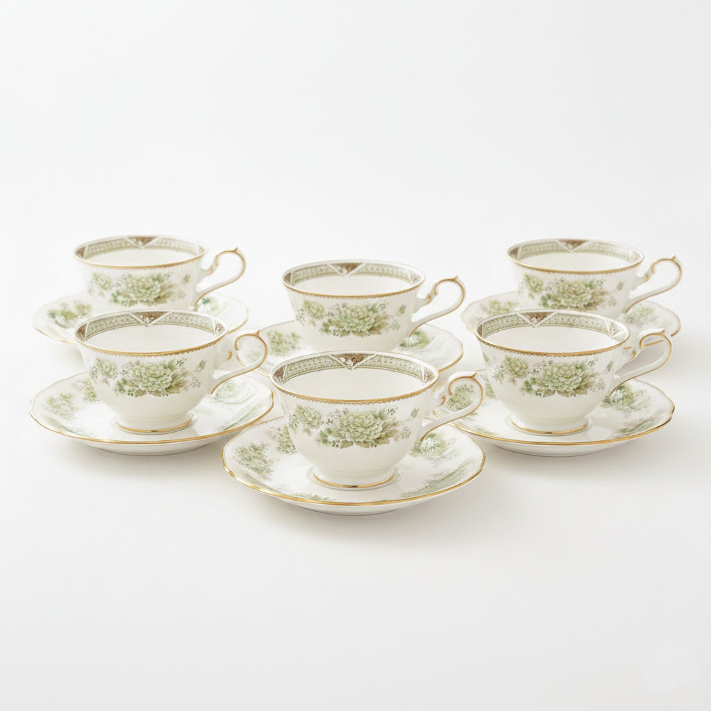 Noritake Set 6 Tazze da Te Porcellana Decoro Oriental Tray