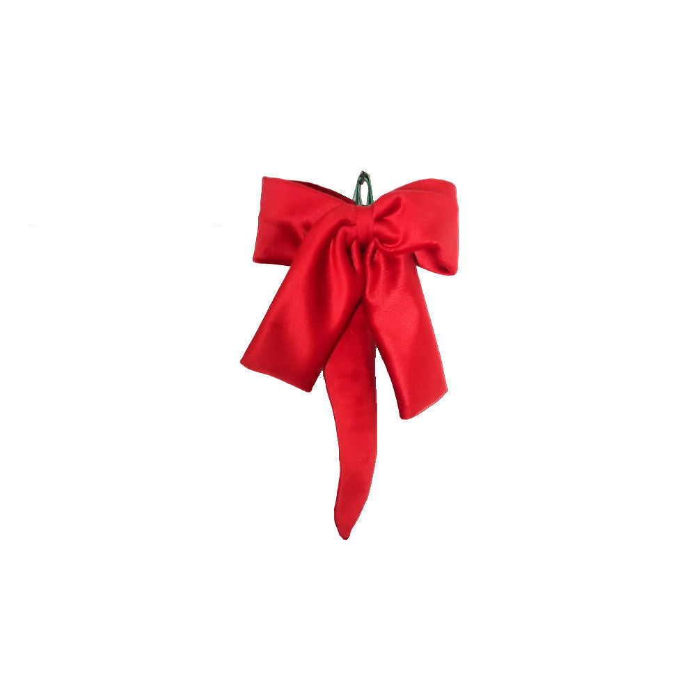Onde Creazioni Corno Decorativo con fiocco Velluto Rosso Decorazioni Albero di Natale L.20 cm