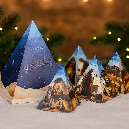 Orefice Contenitore Piramide Natalizia con 6 Mini Piramidi 200 g Presepe
