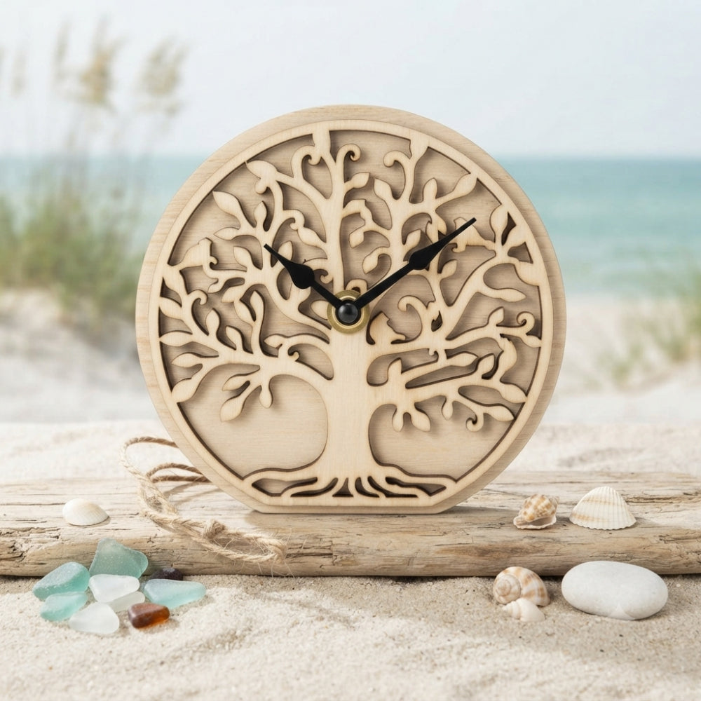 Orologio Cuorematto Albero della Vita in legno diametro 14 cm complemento d'arredo