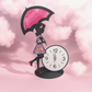 Orologio Vanessa Le Ombrelline con fiori rosa 36x25 cm – Decorazione parete elegante Made in Italy
