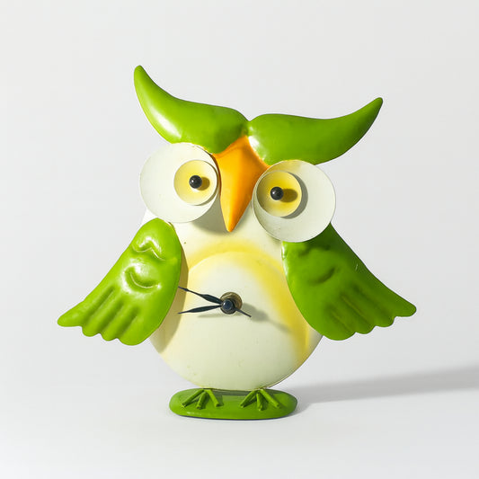 Orologio gufo decorazione pasquale verde Cuorematto 20×22 cm – orologio primaverile simpatico