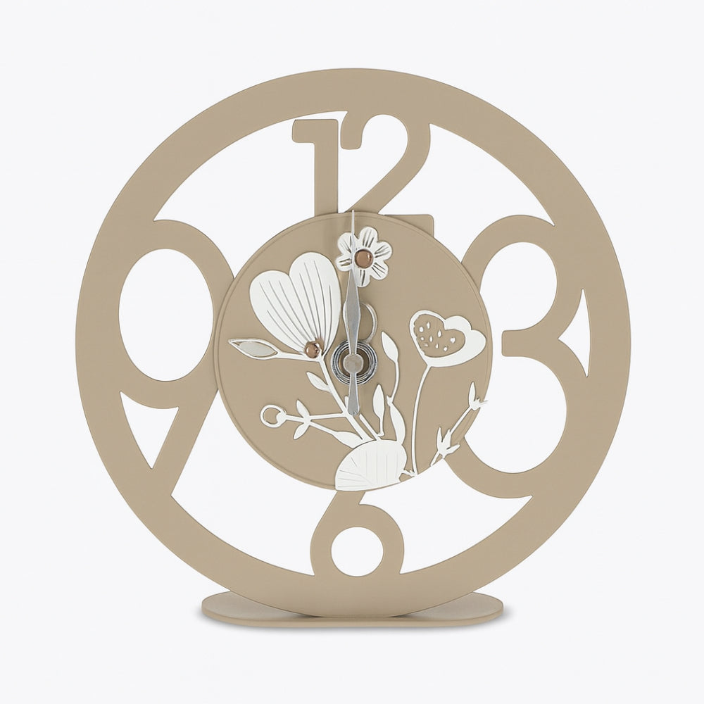 Orologio tondo Negò metallo fango floreale 22 cm Made in Italy