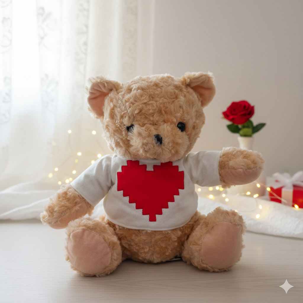 Orsetto Teddy San Valentino Cuore Pixel 35cm Sherpa Fleece