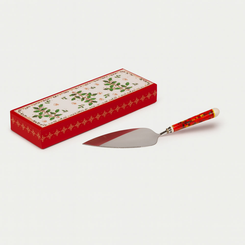 Pala torta 26 cm con decorazione agrifoglio natalizio – Palais Royal, accessorio elegante da tavola