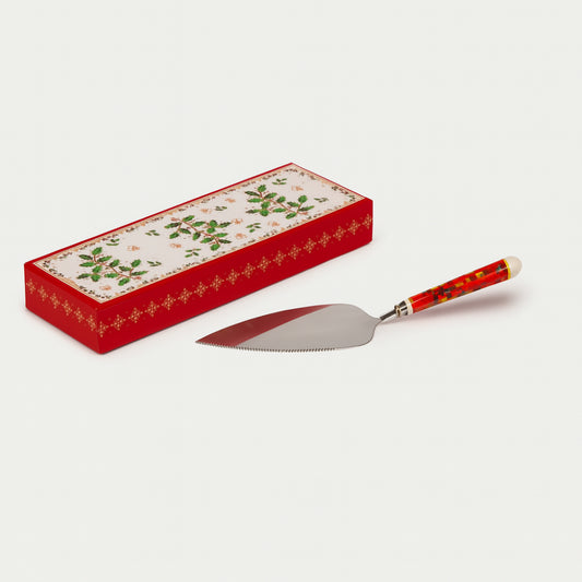 Pala torta 26 cm con decorazione agrifoglio natalizio – Palais Royal, accessorio elegante da tavola