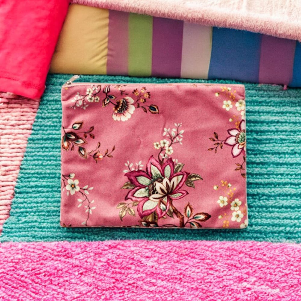 Palais Royal Pochette Fleurs In Tessuto Vellutato Velluto E Foderato 27X20 Cm