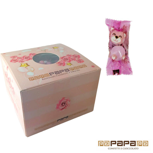 Papa Confetti Cioccolato Gift Box Orsetto Rosa Monodose 400gr Vassoio