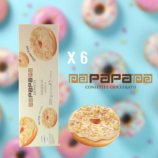 Papa " Donut " Vaniglia Astuccio 6 Pz 222gr Incartate singolarmente Gluten Free