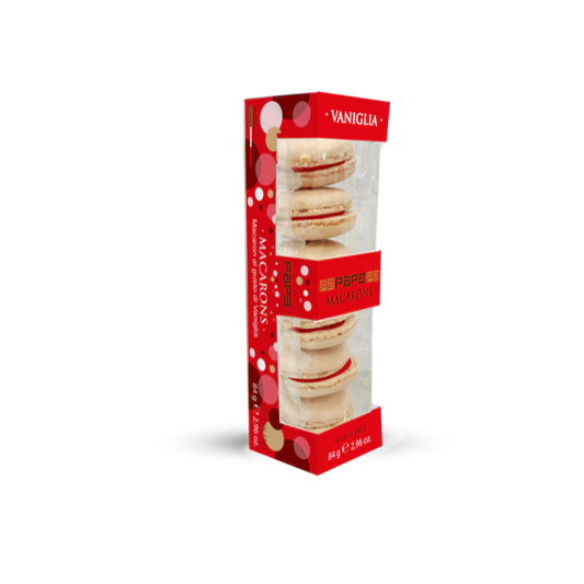 Papa Dolceamaro - Macarons Artigianali Vaniglia Rossa con Crema Astuccio 6 pz