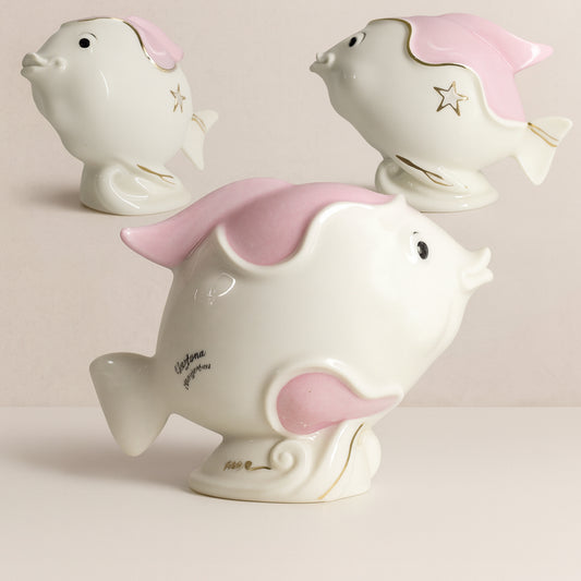 Pesciolino in porcellana rosa Ser decorativo H 9x12 cm