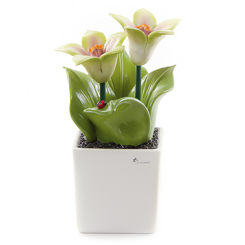 Pianta Quadra Giglio Gli Alberelli in ceramica dipinta a mano 32 cm – Elegante decorazione Made in Italy