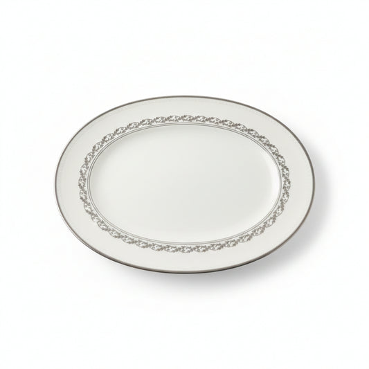 Piatto ovale Noritake Westover Platinum porcellana 35,5x28 cm bordo platino