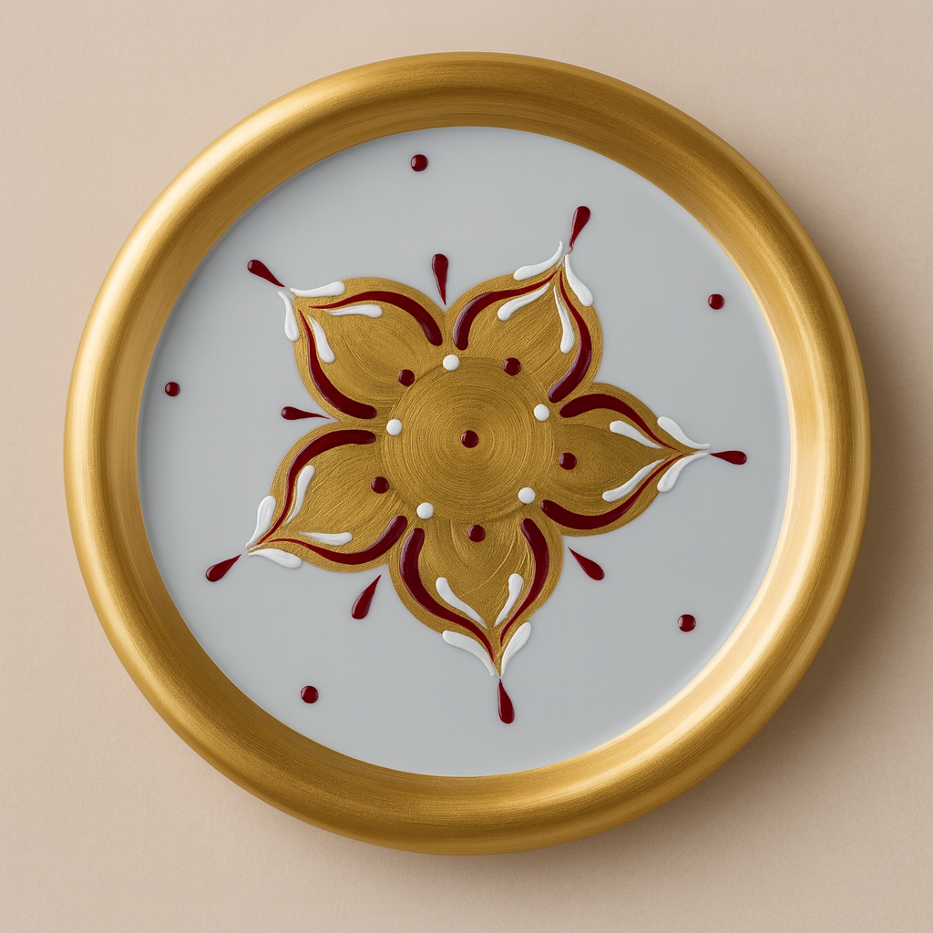 Piatto panettone Sharon in porcellana dipinto a mano natalizio 33 cm