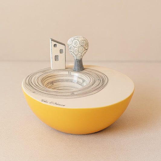 Piazzetta 2 Casetta con Albero Terre di Scirocco Ceramica Ø 21x15 cm