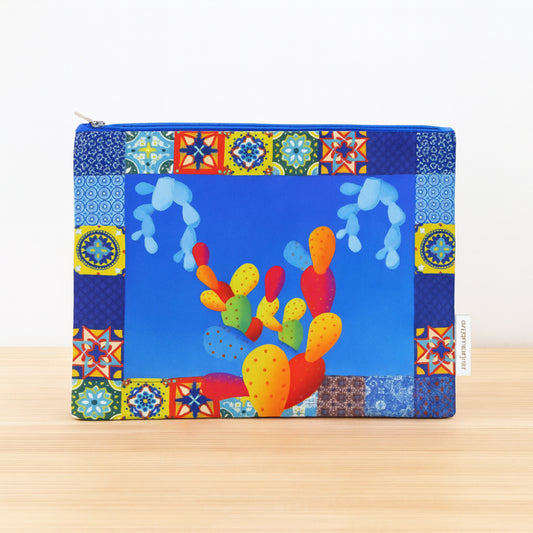 Pochette Palais Royal Mediterraneo tessuto foderato 27x20 cm