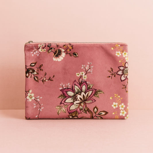 Pochette velluto floreale Palais Royal Fleurs 27x20 cm foderata