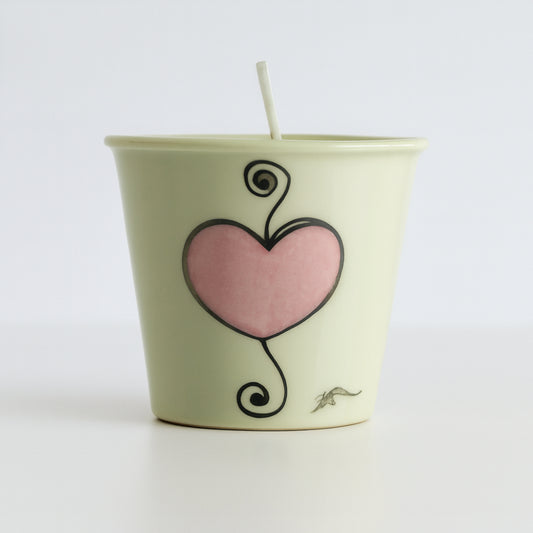 Porta Candela Profumata Cuore Rosa Porcellana Capodimonte 6x7 cm