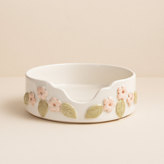 Porta Piatti Arthesiana in ceramica con decoro fiori 25 cm – Eleganza per la tavola Made in Italy