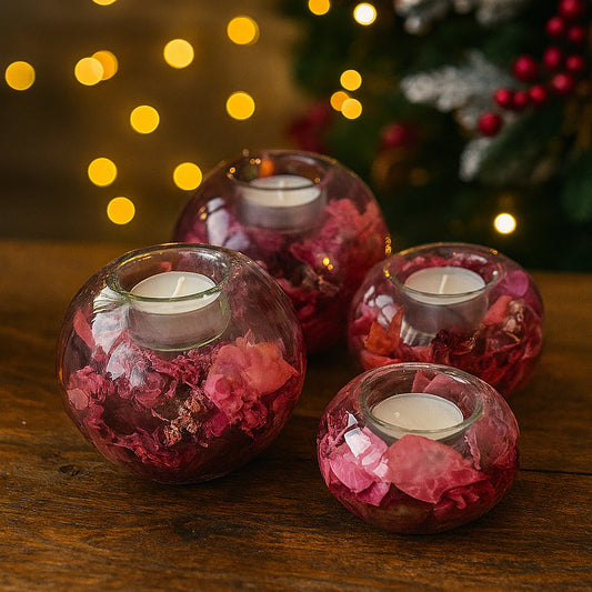 Porta Tea Light Natale con Pot Pourri – 13x10x9 cm