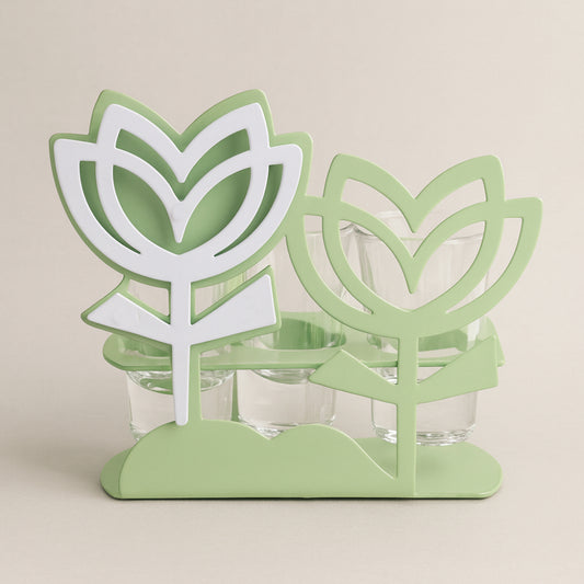 Porta bicchierini liquore Negò metallo decorato tulipani elegante