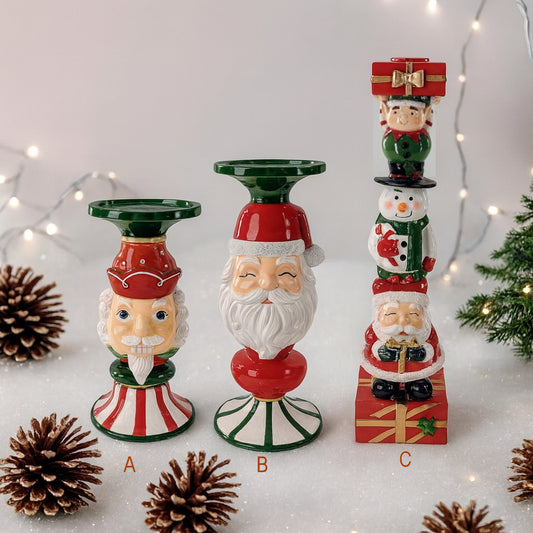 Porta candela Babbo Natale Ilary Queen in marmorino decorazione natalizia