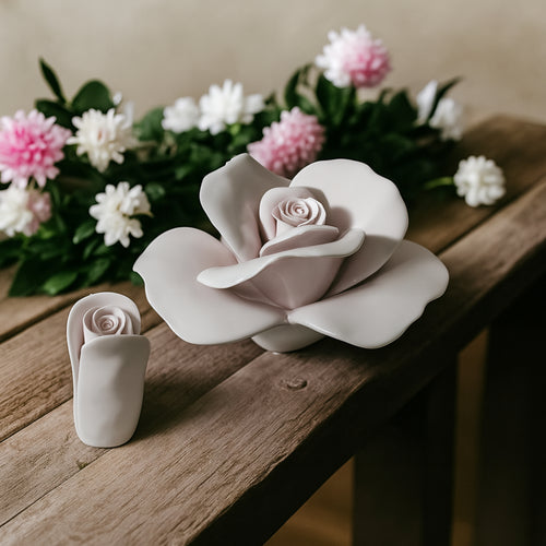 Dea Capodimonte Porta Candela Rosa Cipria Ceramica H 11 cm