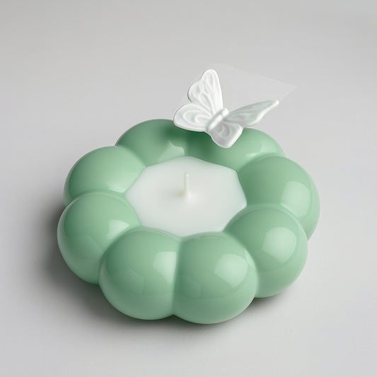 Porta candela Ilary Queen in porcellana con farfalla H 14 cm