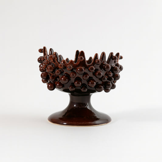 Porta candela Ricciocaprese Perles marrone ceramica H8x9 cm